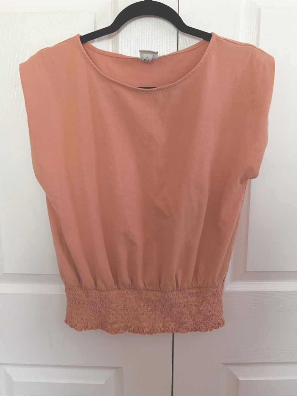 5 for $25! a new day Rust Cap Sleeve Smocked Hem Top